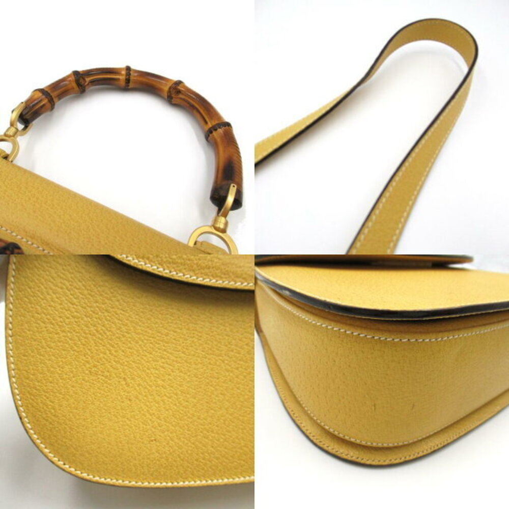Gucci Bamboo Shoulder Bag Leather Yellow - Picture 10 of 10